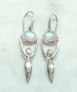 Moonstone Oval Goddess Earrings | 925 Sterling Silver