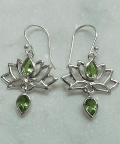 Peridot Faceted Lotus Multi Stone Earrings | 925 Sterling Silver