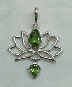 Peridot  Faceted Teardrop Lotus Multi Stone Pendant | 925 Sterling Silver