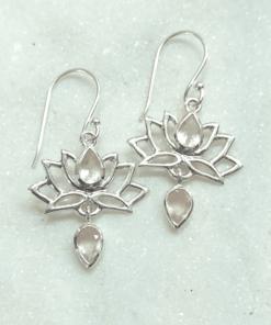 Rose Quartz  Faceted Lotus Multi Stone Earrings | 925 Sterling Silver