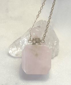 Rose Quartz Rectangle Gold Plated Perfume Holder