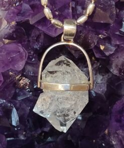 Herkimer Diamond Rough Double Term Point Pendant