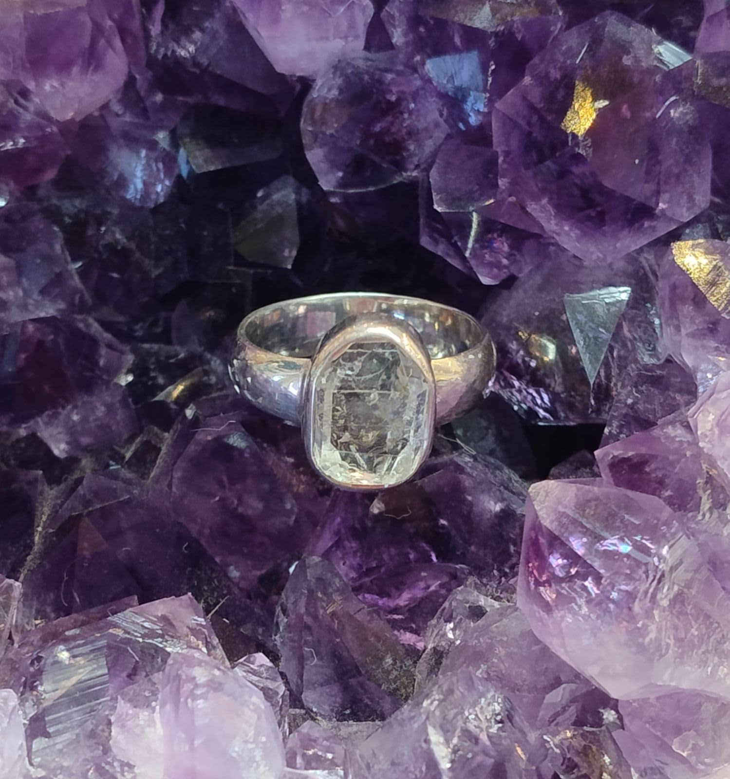 Herkimer Diamond Bezel Set Ring - s9