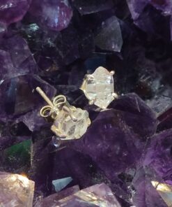 Herkimer Diamond Raw Claw Crown Set Studs