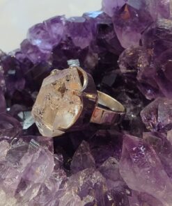Herkimer Diamond Raw Organic Claw Set Ring - size 8.5
