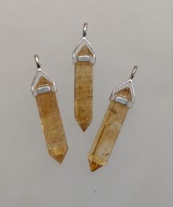 Citrine Double Terminated Pendant | 925 Sterling Silver (Long)