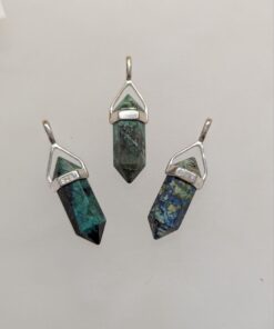 Chrysocolla Double Terminated Pendant | 925 Sterling Silver (Short)