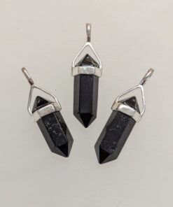 Black Tourmaline Double Terminated Pendant | 925 Sterling Silver (Short)