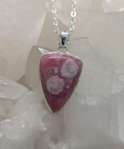 Rhodochrosite Cab Inverted Triangle Pendant