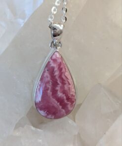 Rhodochrosite Cab Teardrop Pendant