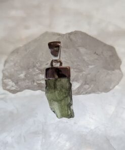 Moldavite Raw Organic Pendant with Bale Setting