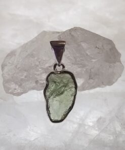 Moldavite Raw Organic Pendant Bezel Set