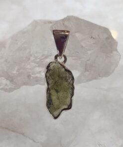 Moldavite Raw Organic Pendant Bezel Set