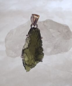 Moldavite Raw Organic Pendant Claw Set