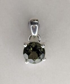 Moldavite Faceted Round Claw Set Pendant