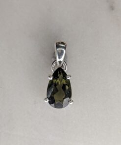 Moldavite Faceted Teardrop Claw Set Pendant