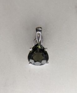 Moldavite Faceted Teardrop Claw Set Pendant