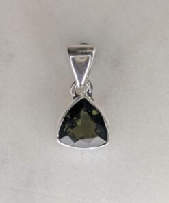 Moldavite Faceted Trillion Bezel Set Pendant