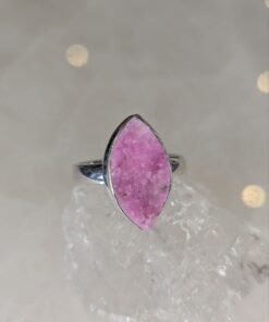 Cobaltian Calcite Druzy Marquise Ring s9