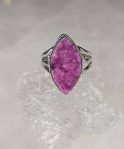 Cobaltian Calcite Druzy Marquise Ring s7.5
