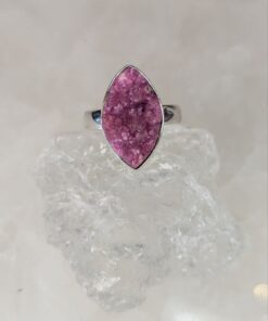 Cobaltian Calcite Druzy Marquise Ring s6
