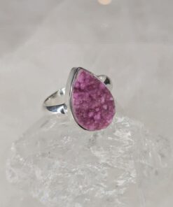 Cobaltian Calcite Druzy Teardrop Ring s6