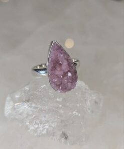 Cobaltian Calcite Druzy Teardrop Ring s10