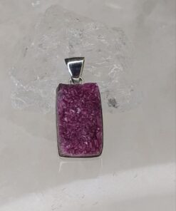 Cobaltian Calcite Druzy Rectangle Pendant