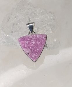 Cobaltian Calcite Druzy Trillion Pendant