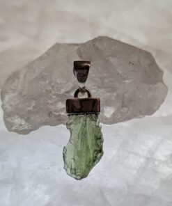 Moldavite Raw Organic Pendant with Bale Setting