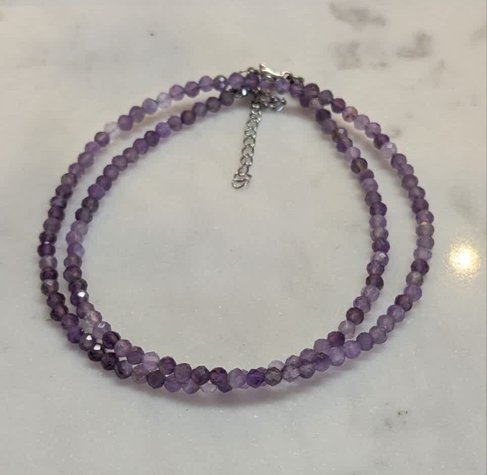 Amethyst Crystal Beaded Necklace