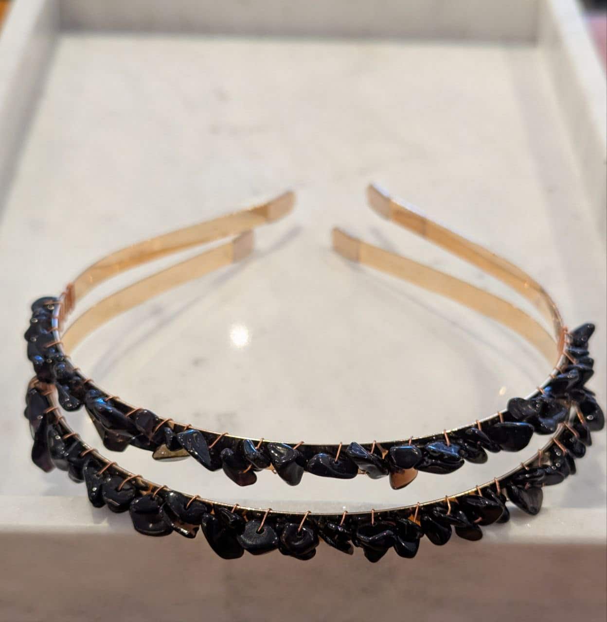 Black Obsidian Tumble Crystal Headband