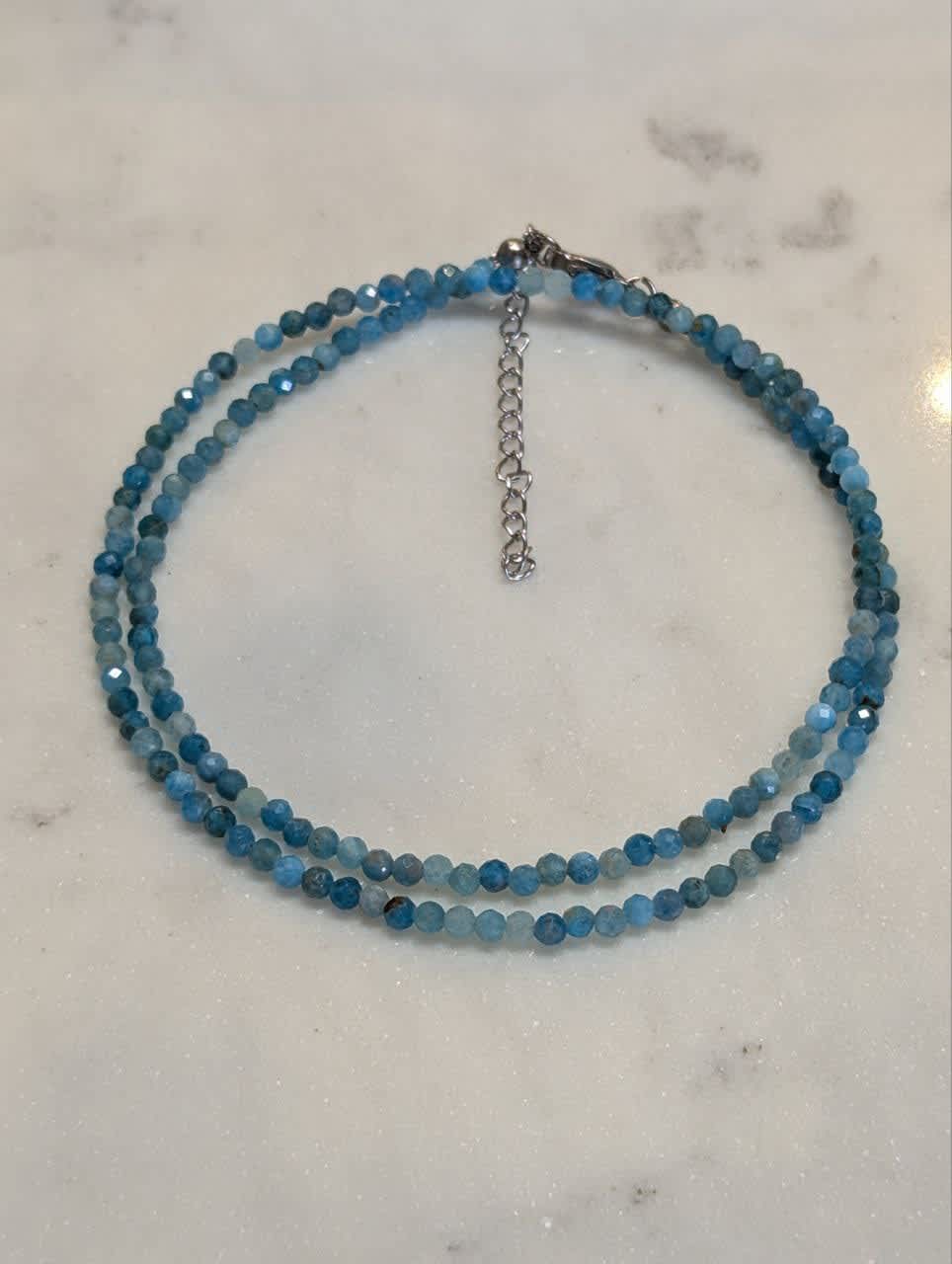 Blue Apatite Crystal Beaded Necklace