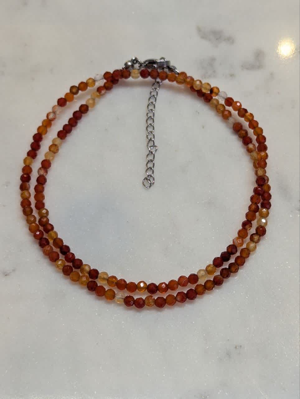 Carnelian Crystal Beaded Necklace