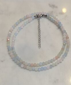 Morganite & Aquamarine Crystal Beaded Necklace