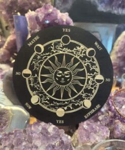 Wooden Pendulum Board: Black Sun | Moon Phase