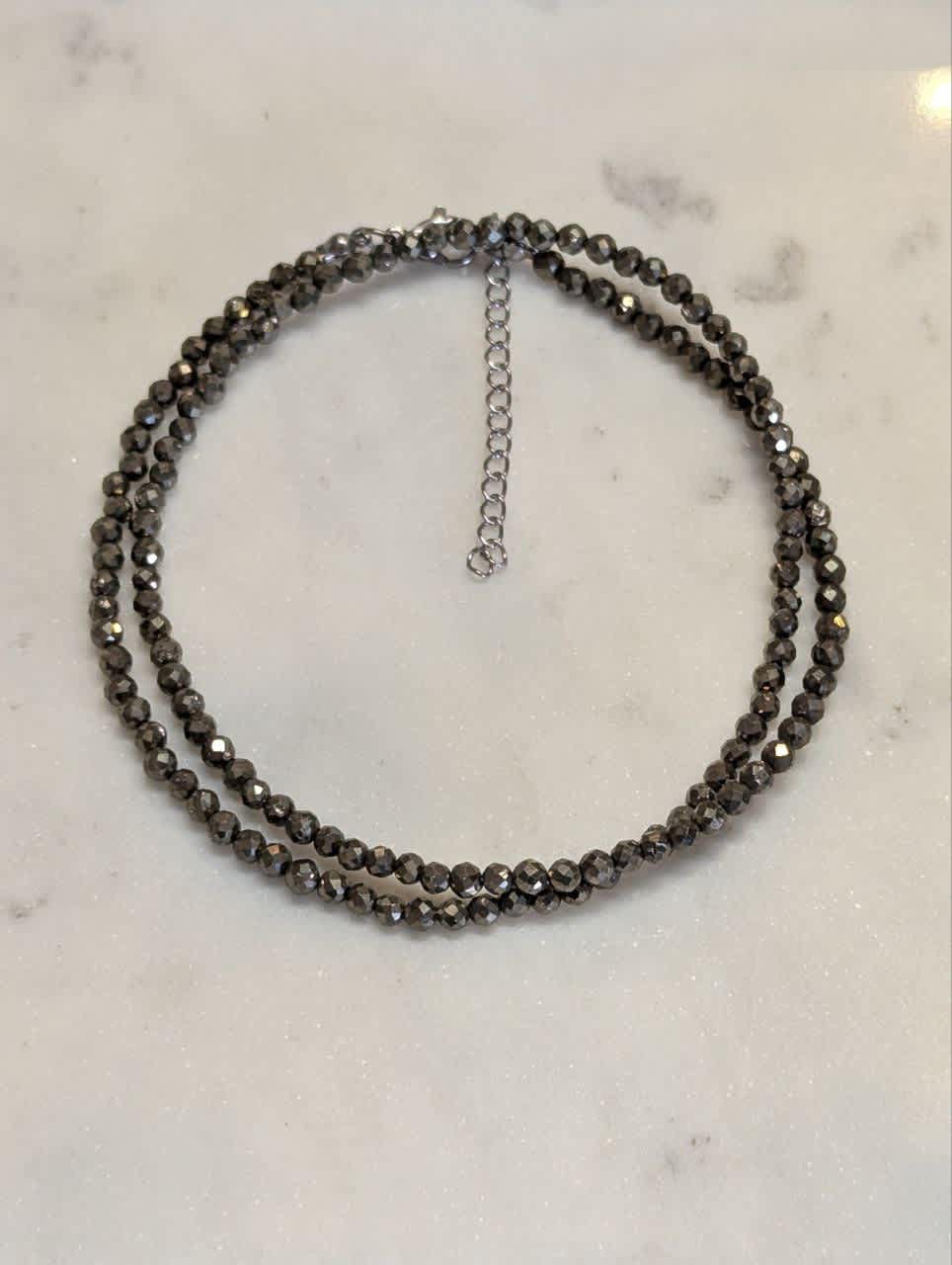 Pyrite Crystal Beaded Necklace