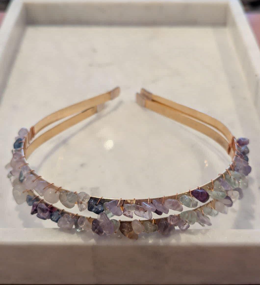 Rainbow Fluorite Tumble Crystal Headband