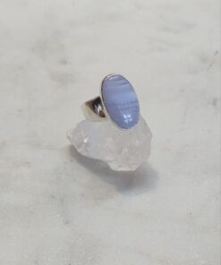 Blue Lace Agate Cabochon Oval Ring