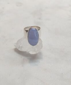 Blue Lace Agate Cabochon Oval Ring