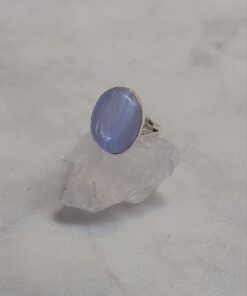 Blue Lace Agate Cabochon Oval Ring