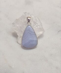 Blue Lace Agate Cabochon Teardrop Pendant