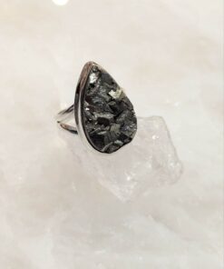 Pyrite Druzy Teardrop Ring s8