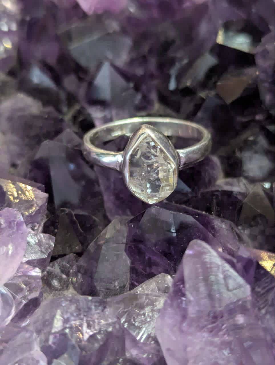 Herkimer Diamond Bezel Set Ring s8.5