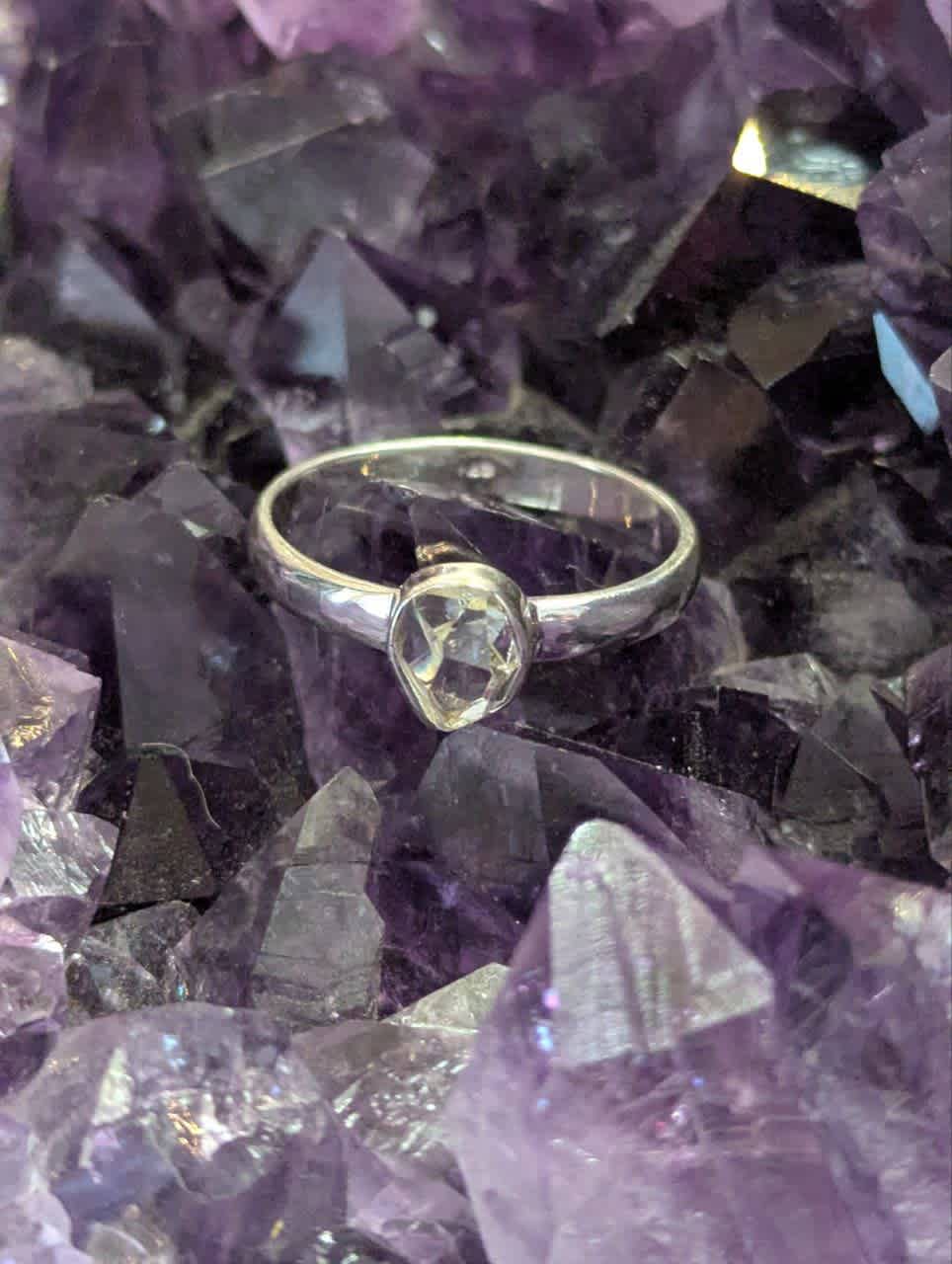 Herkimer Diamond Bezel Set Ring s8.5