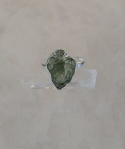 Moldavite Cabochon Natural Bezel Set Ring s8