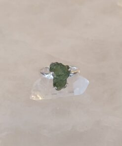 Moldavite Natural Claw Set Ring s7