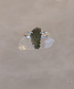 Moldavite Natural Claw Set Ring s8.5