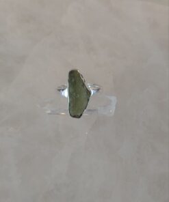 Moldavite Cabochon Natural Bezel Set Ring s7