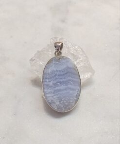Blue Lace Agate Natural Oval Pendant